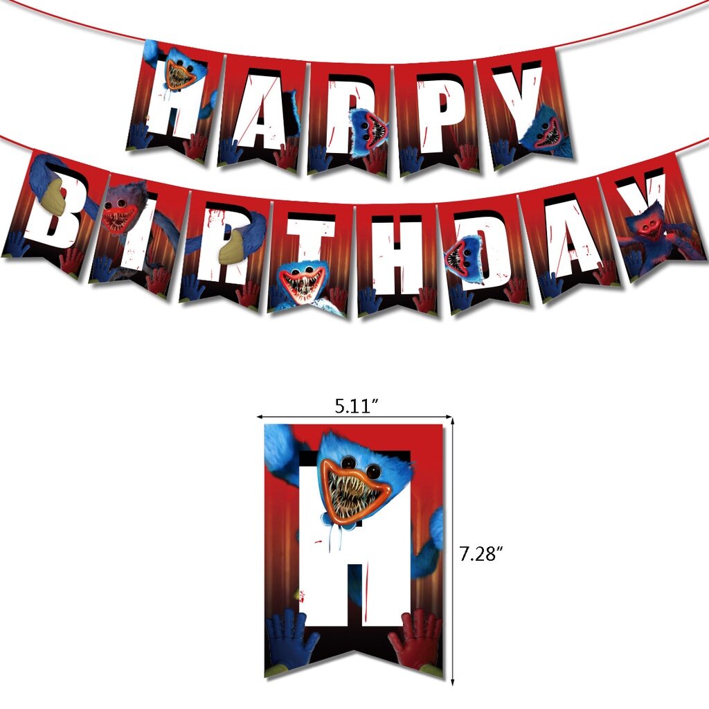 Jom Party Poppy PlaytimeHappy Birthday Banner Latex Balloon Party Themes Hari Jadi Set Hari Jadi