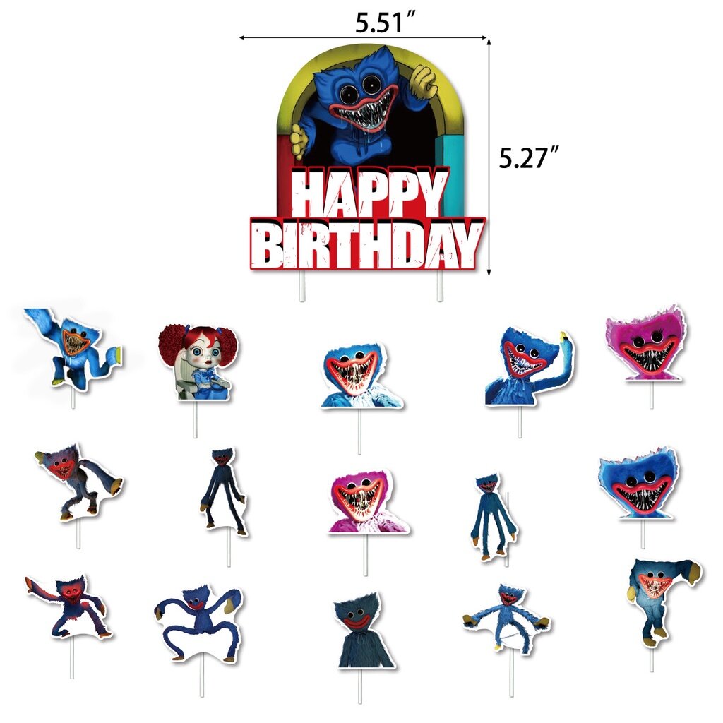 Jom Party Poppy PlaytimeHappy Birthday Banner Latex Balloon Party Themes Hari Jadi Set Hari Jadi