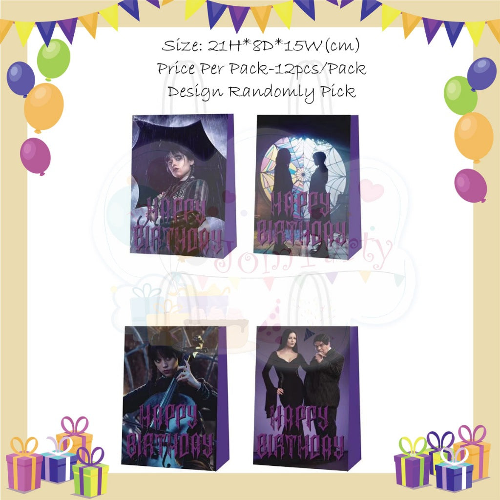 ParteeTime Tema Black Wednesday Birthday Decoration Tableware Supplies Cup Tablecloth Balloon Cake Backdrop