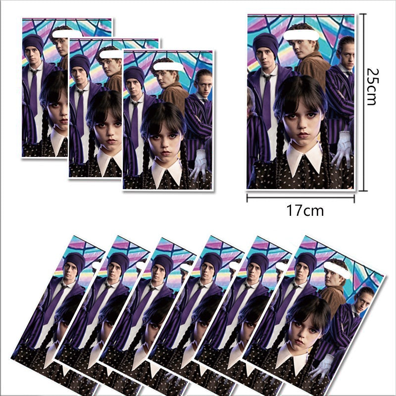 ParteeTime Tema Black Wednesday Birthday Decoration Tableware Supplies Cup Tablecloth Balloon Cake Backdrop