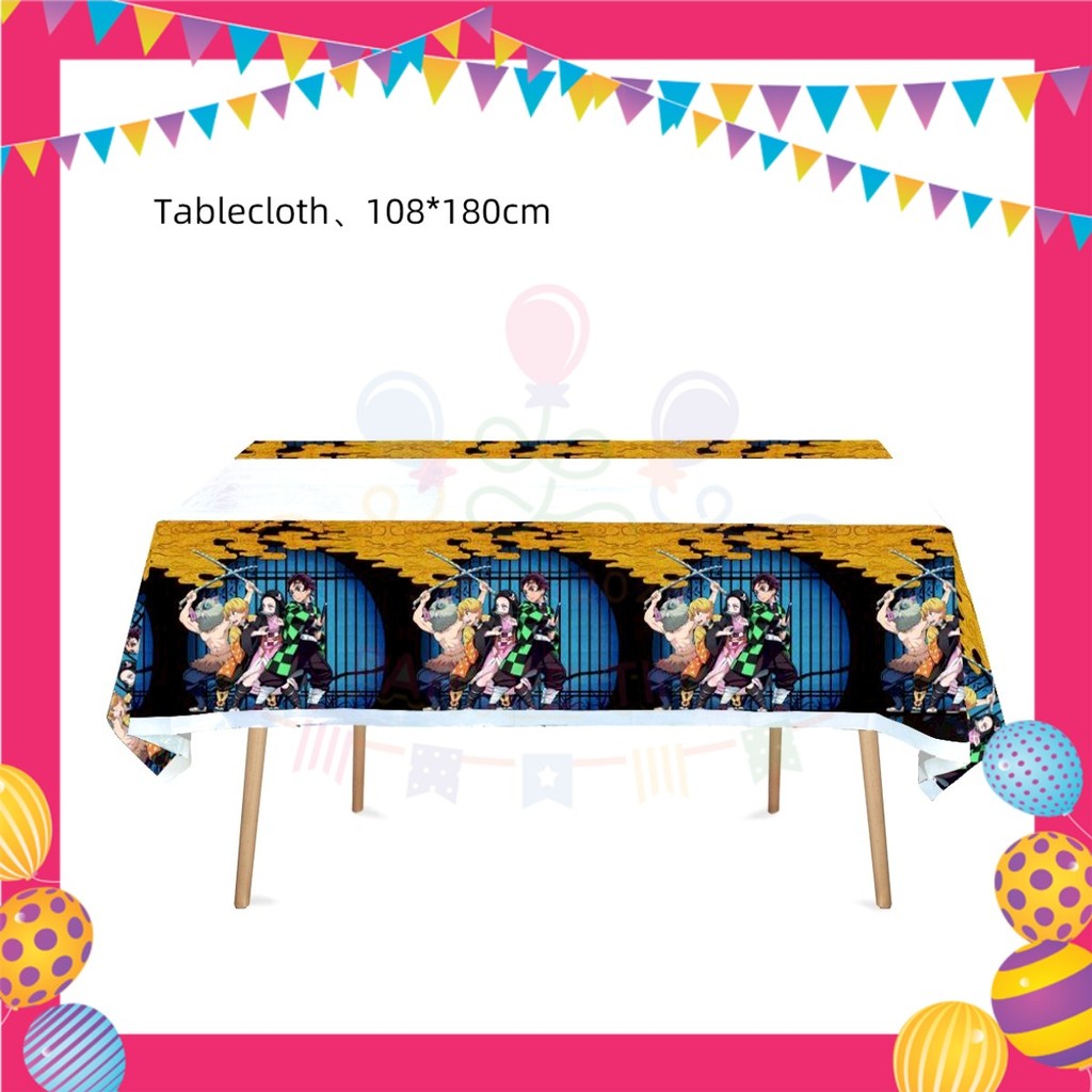 ParteeTime Kids Demon Slayer Theme Decorations Birthday Party Supplies Banners Backdrop Set Hiasan Hari Jadi Kanak-Kanak