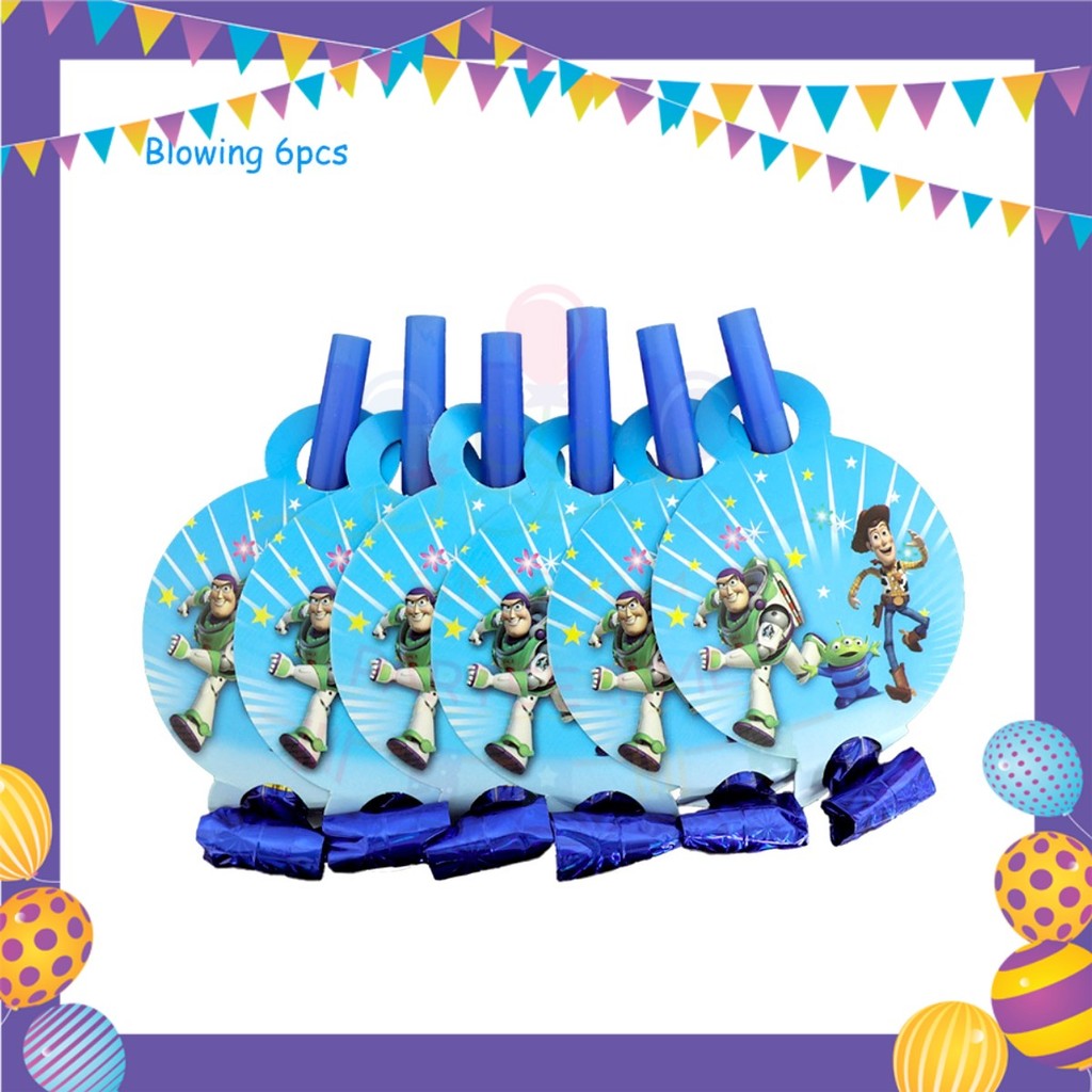 ParteeTime Kids Toys Story Birthday Theme Decorations Kids Birthday Balloon Banner Hang Swirl Backdrop Tablecloth