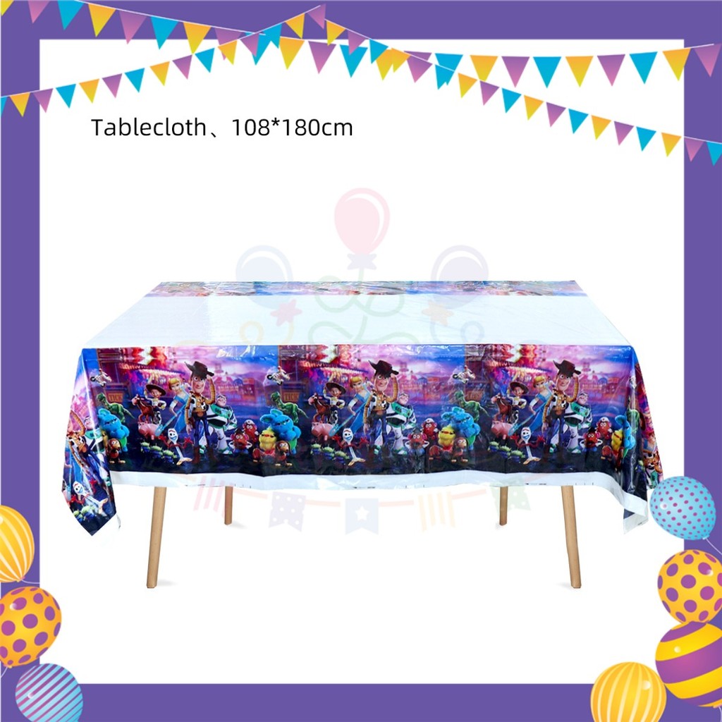 ParteeTime Kids Toys Story Birthday Theme Decorations Kids Birthday Balloon Banner Hang Swirl Backdrop Tablecloth