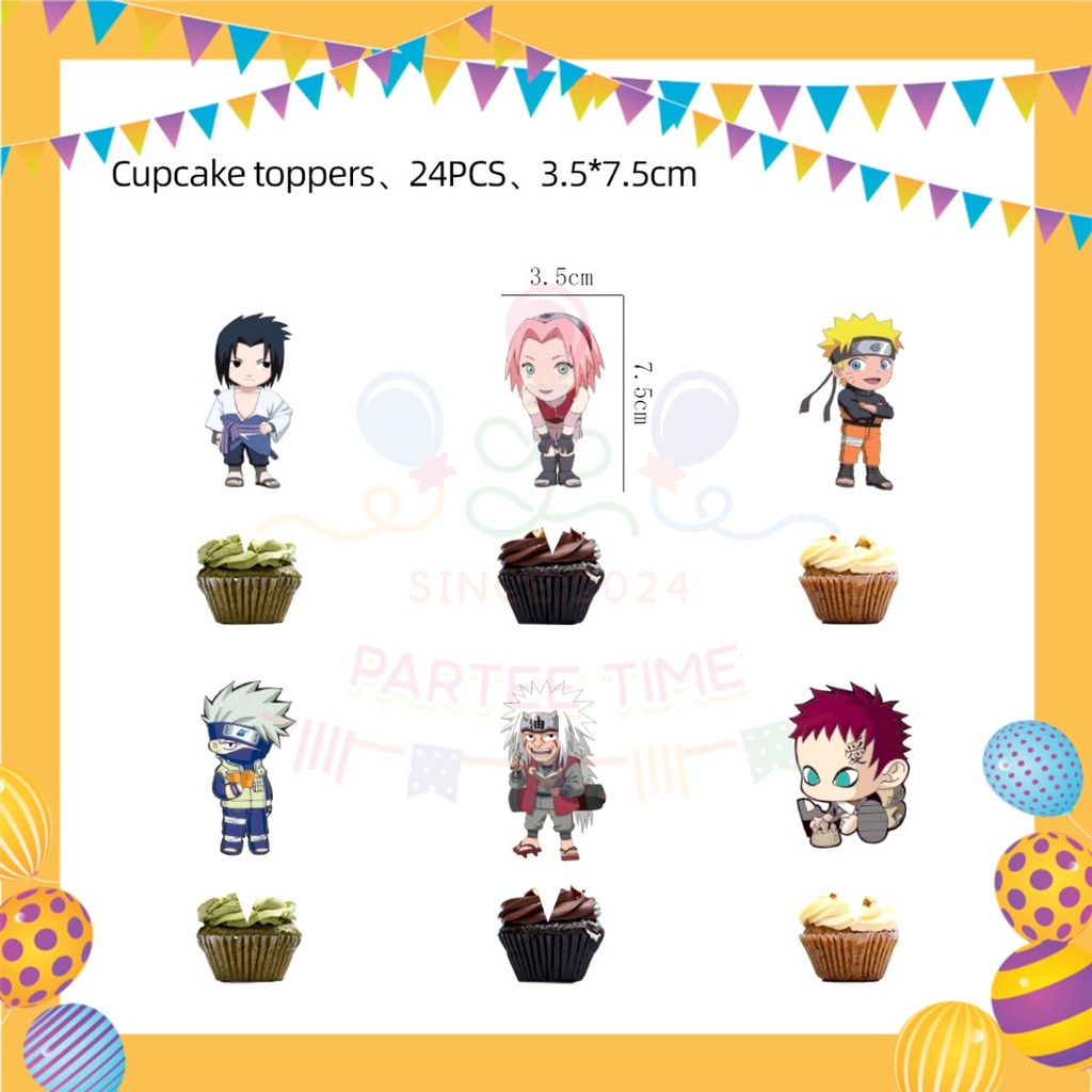 ParteeTime Kids Naruto Theme Decorations Birthday Party Supplies Banners Backdrop Set Hiasan Hari Jadi Kanak-Kanak