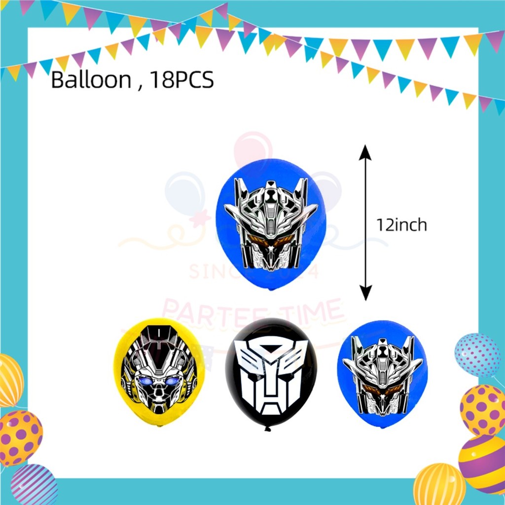 ParteeTime Kids Transformer Birthday Theme Decorations Kids Birthday Balloon Banner Hang Swirl Backdrop Tablecloth