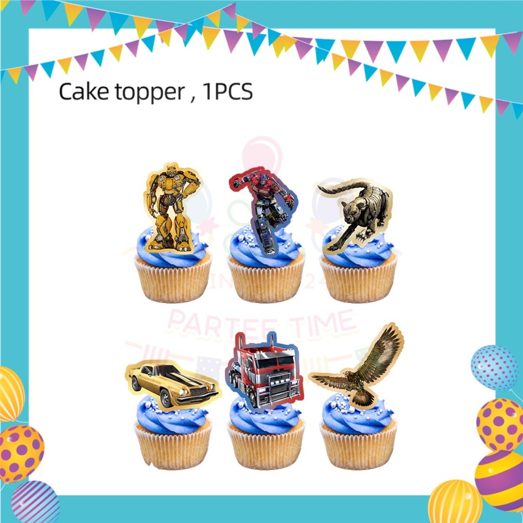 ParteeTime Kids Transformer Birthday Theme Decorations Kids Birthday Balloon Banner Hang Swirl Backdrop Tablecloth