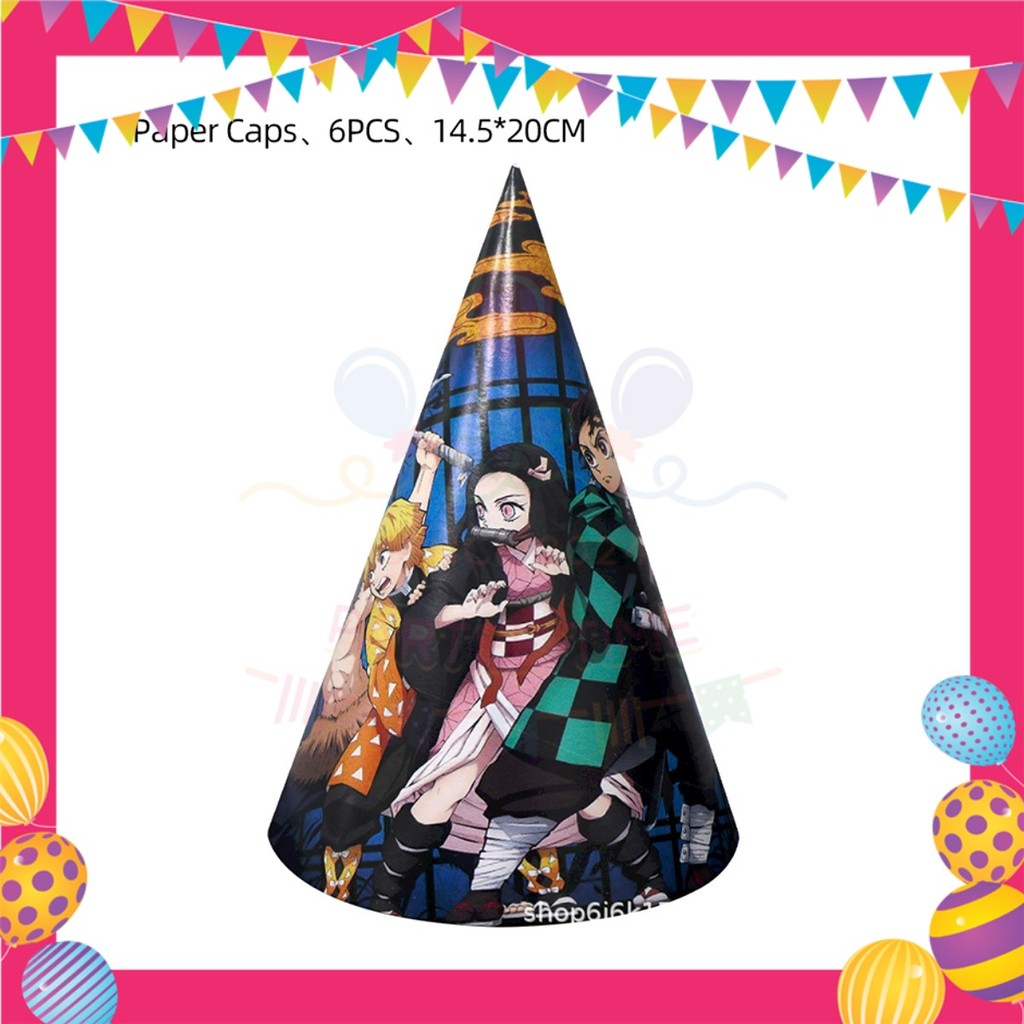 ParteeTime Kids Demon Slayer Theme Decorations Birthday Party Supplies Banners Backdrop Set Hiasan Hari Jadi Kanak-Kanak