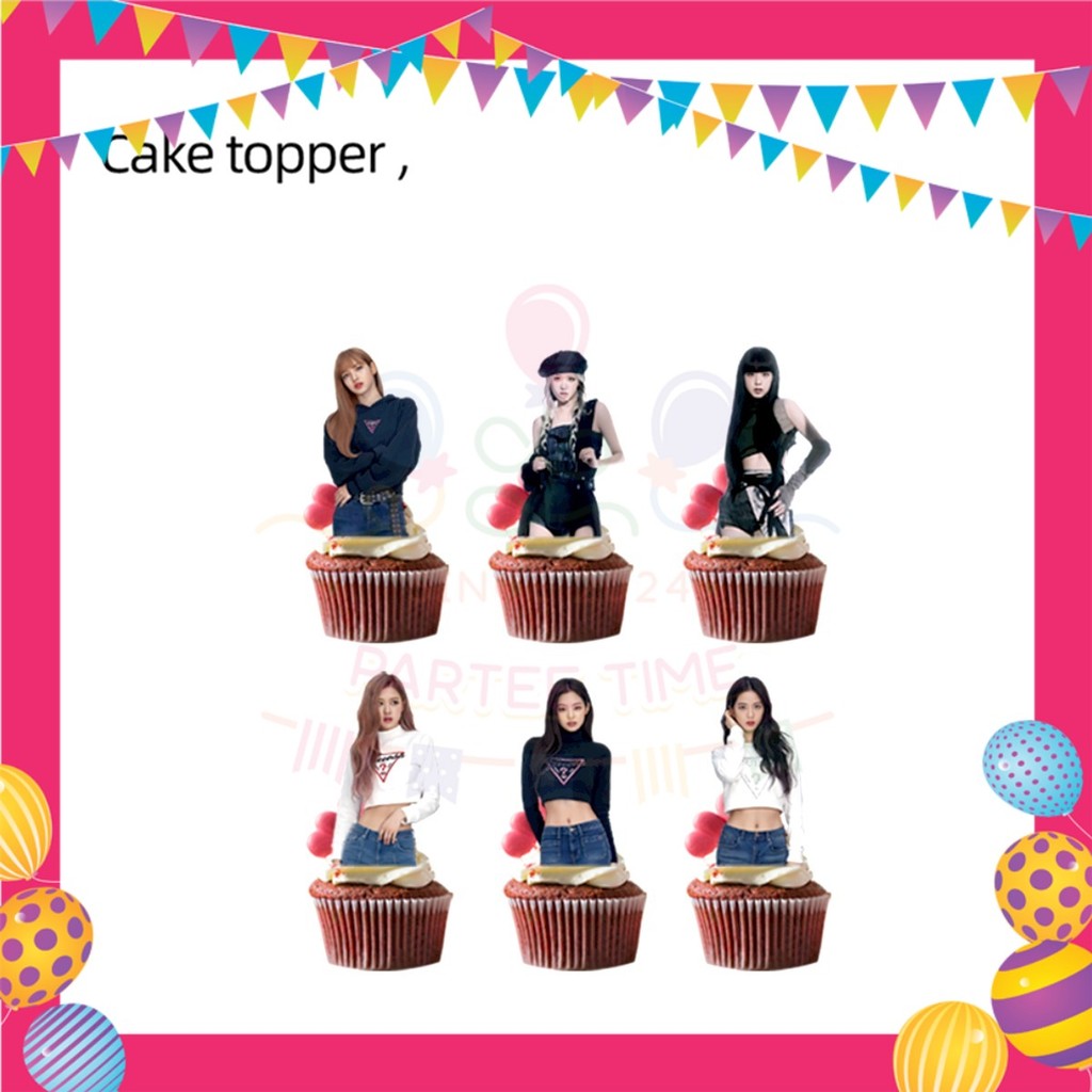 ParteeTime Black Pink Birthday Theme Decorations Kids Birthday Balloon Banner Hang Swirl Backdrop Tablecloth Cake Topper
