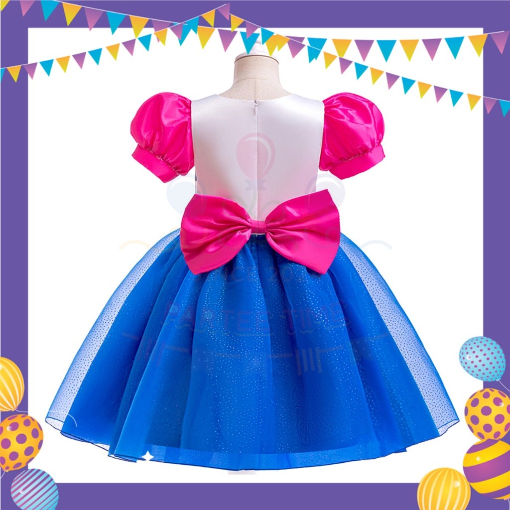 ParteeTime Kids Gabby’s Dollhouse Leader Costumes Fluffy Puff Sleeve Mesh Tulle Dress Cosplay Pakaian Baju Kembang Kanak