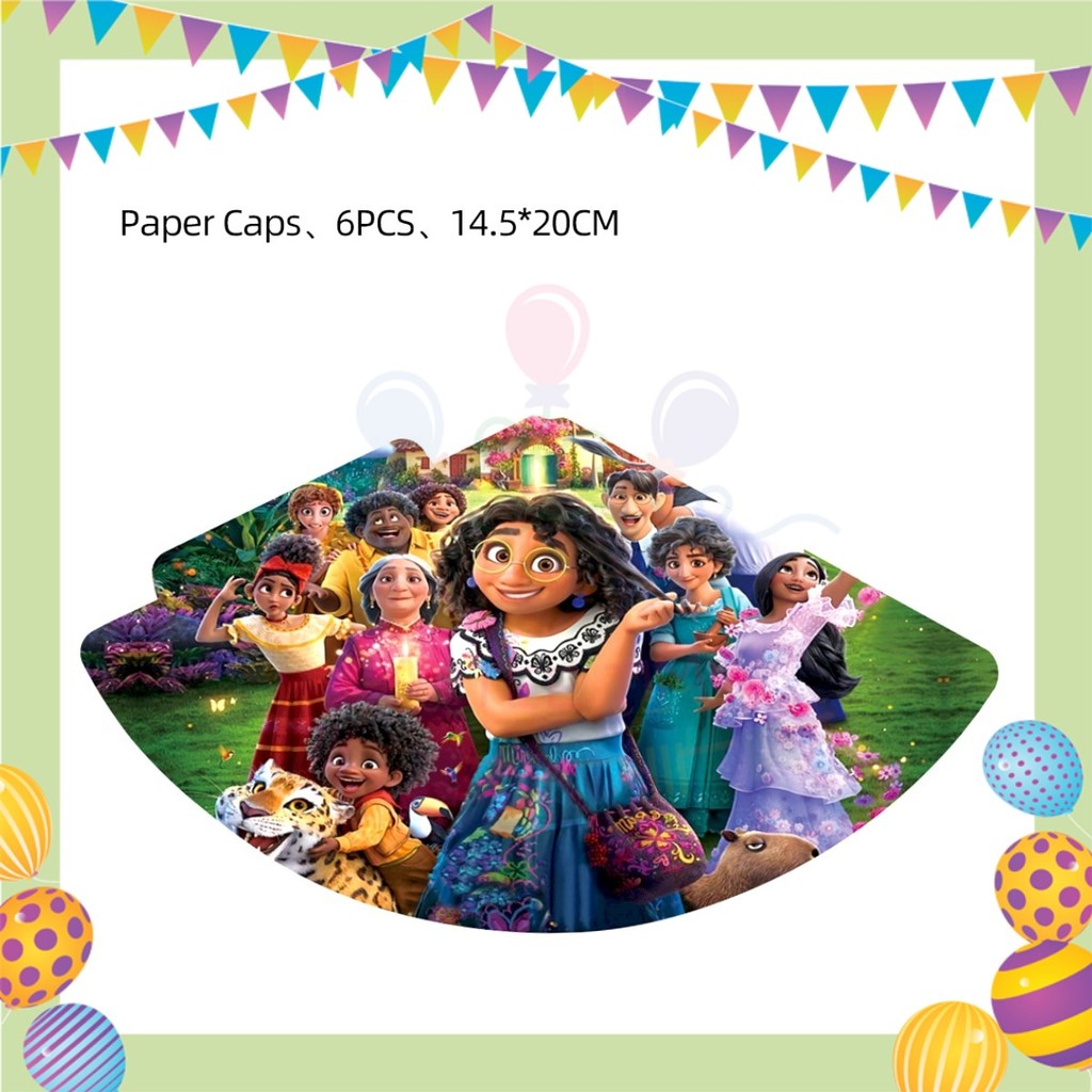 ParteeTime Encanto Birthday Theme Decorations Kids Birthday Balloon Banner Hang Swirl Backdrop Tablecloth Cake Topper