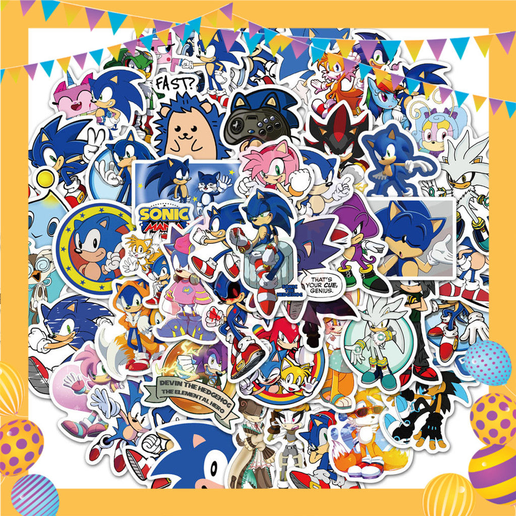 ParteeTime Kids Sonic Theme Decorations Kids Birthday Party Balloon Banners Hang Swirls Backdrop Tablecloth Cake Topper