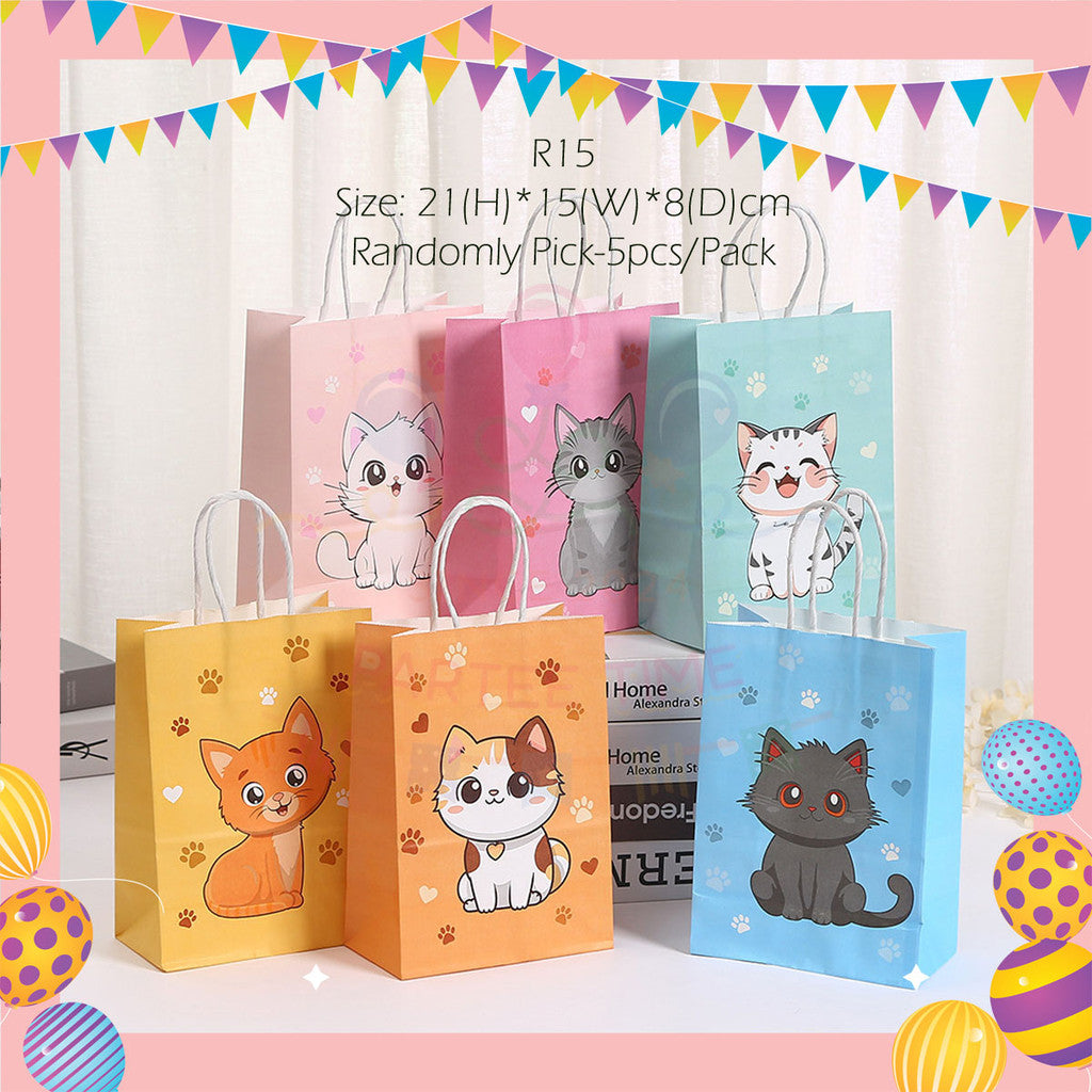 ParteeTime Cat Party Birthday Theme Decorations Kids Birthday Balloon Banner Hang Swirl Backdrop Tablecloth Cake Topper