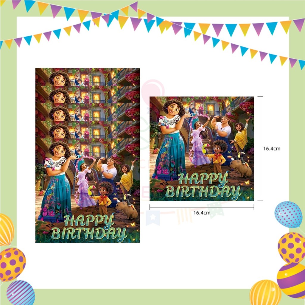 ParteeTime Encanto Birthday Theme Decorations Kids Birthday Balloon Banner Hang Swirl Backdrop Tablecloth Cake Topper