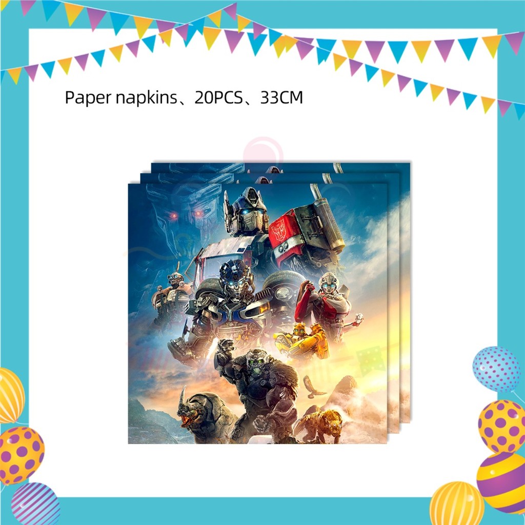 ParteeTime Kids Transformer Birthday Theme Decorations Kids Birthday Balloon Banner Hang Swirl Backdrop Tablecloth