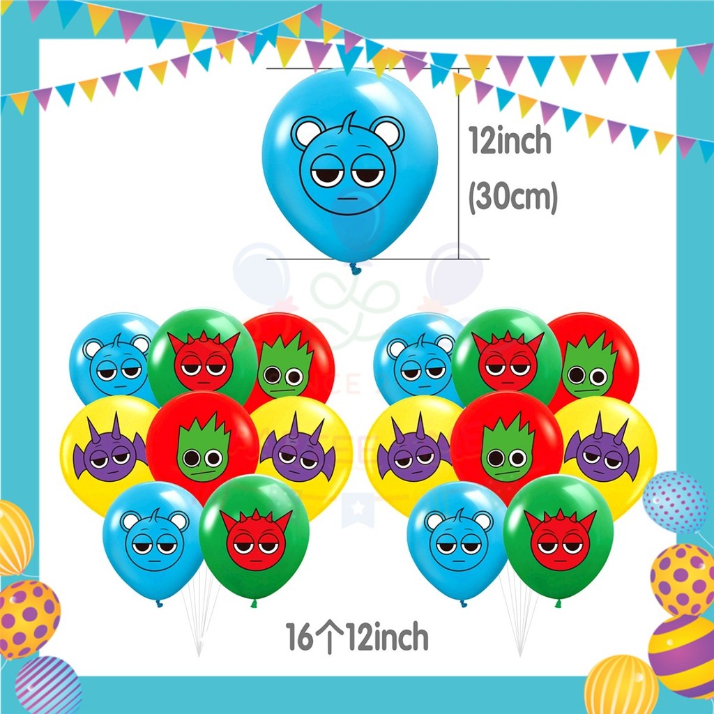 ParteeTime Kids Birthday Party Celebration Decoration Set Sprunki 4 in 1 Majlis Sambutan Hiasan Hari Jadi Kanak-Kanak