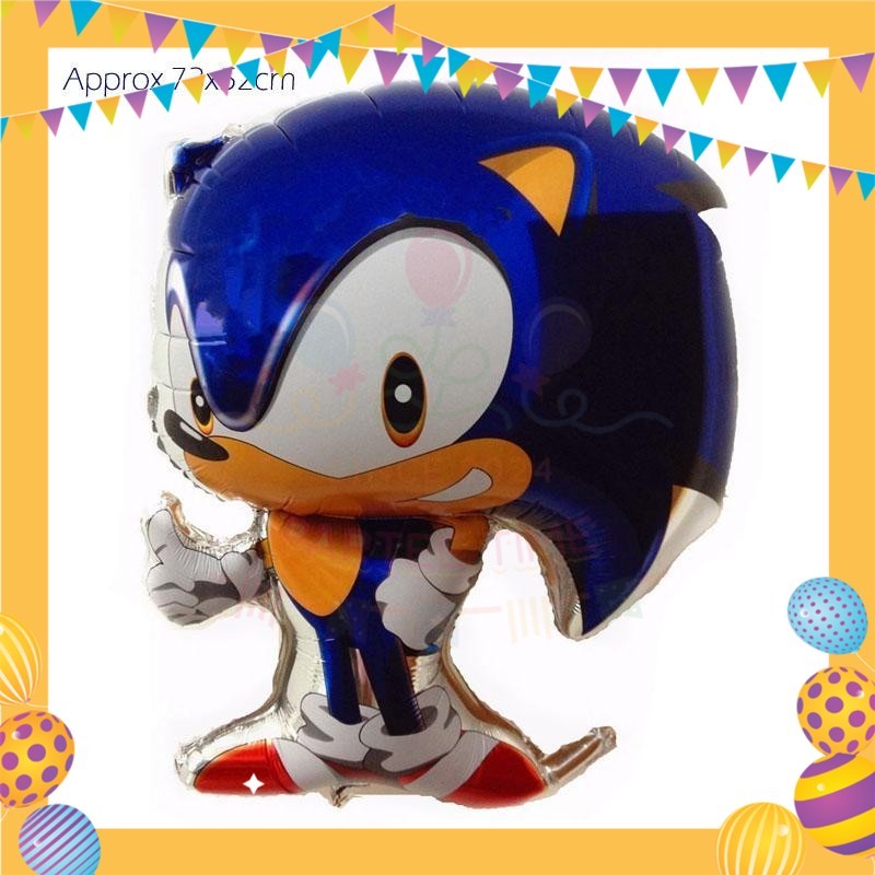 ParteeTime Kids Sonic Theme Decorations Kids Birthday Party Balloon Banners Hang Swirls Backdrop Tablecloth Cake Topper