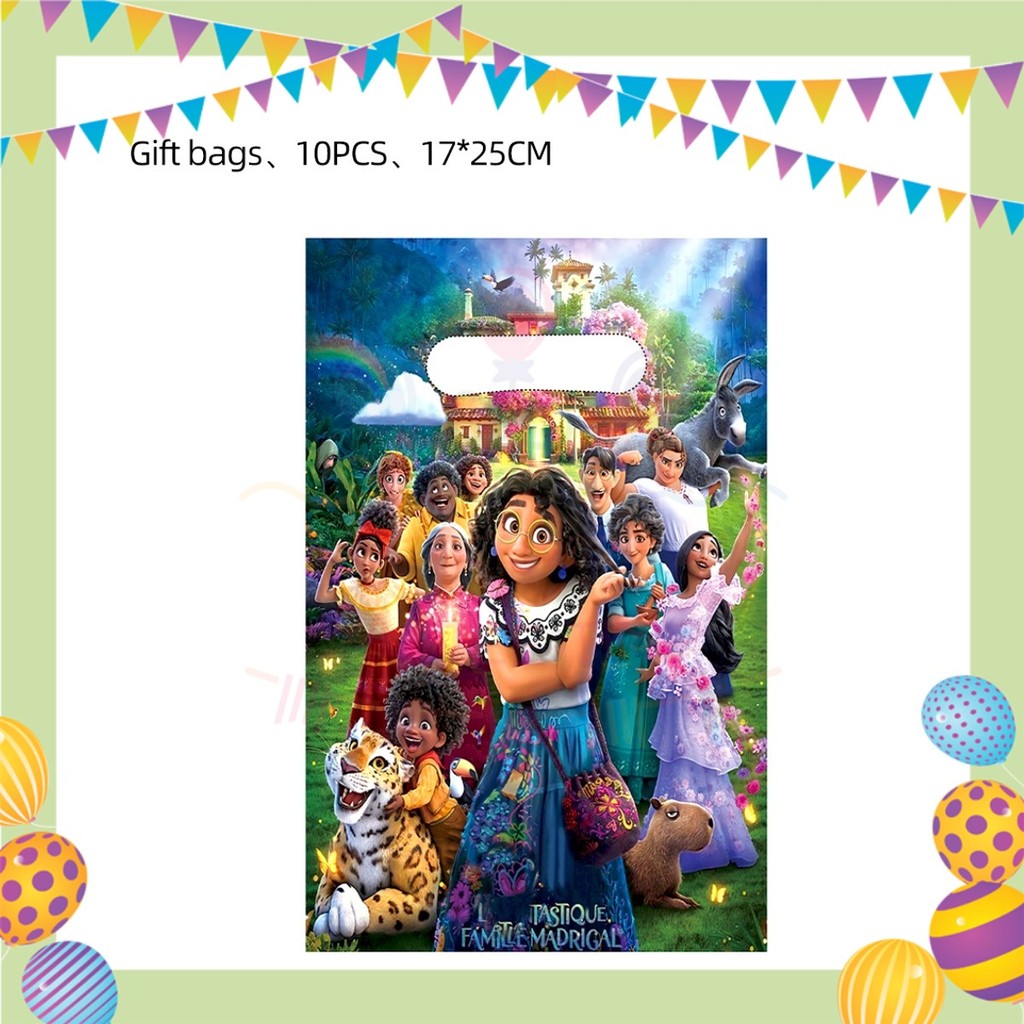 ParteeTime Encanto Birthday Theme Decorations Kids Birthday Balloon Banner Hang Swirl Backdrop Tablecloth Cake Topper