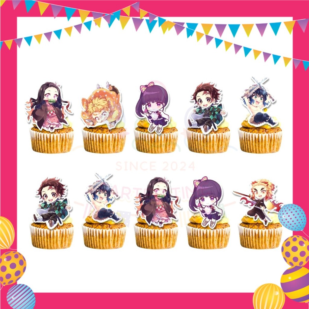 ParteeTime Kids Demon Slayer Theme Decorations Birthday Party Supplies Banners Backdrop Set Hiasan Hari Jadi Kanak-Kanak