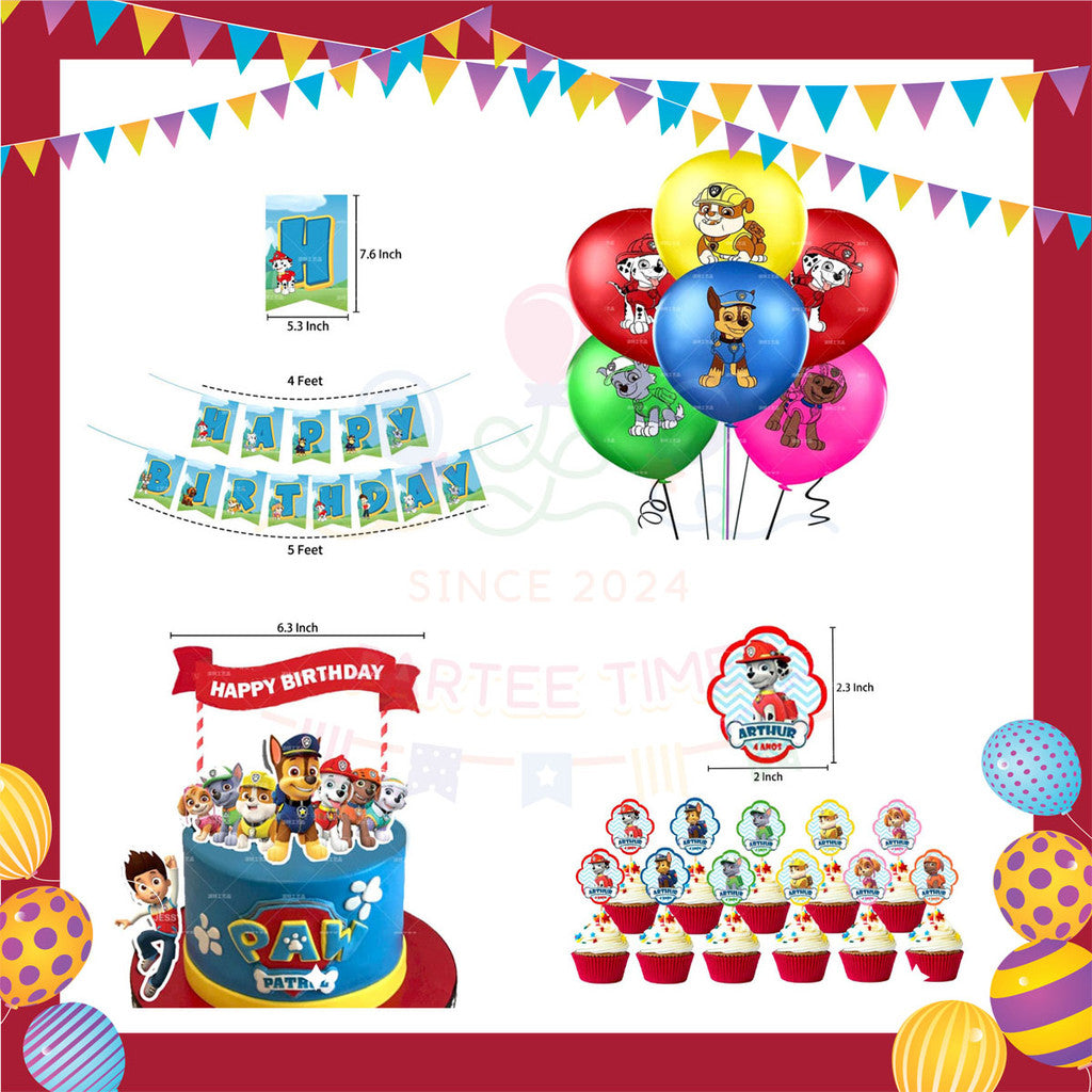 ParteeTime Kids Birthday Party Celebration Decoration Paw Patrol 4 in 1 Hiasan Majlis Sambutan Hari Jadi Kanak-Kanak
