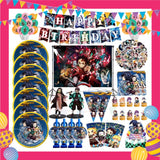 ParteeTime Kids Demon Slayer Theme Decorations Birthday Party Supplies Banners Backdrop Set Hiasan Hari Jadi Kanak-Kanak