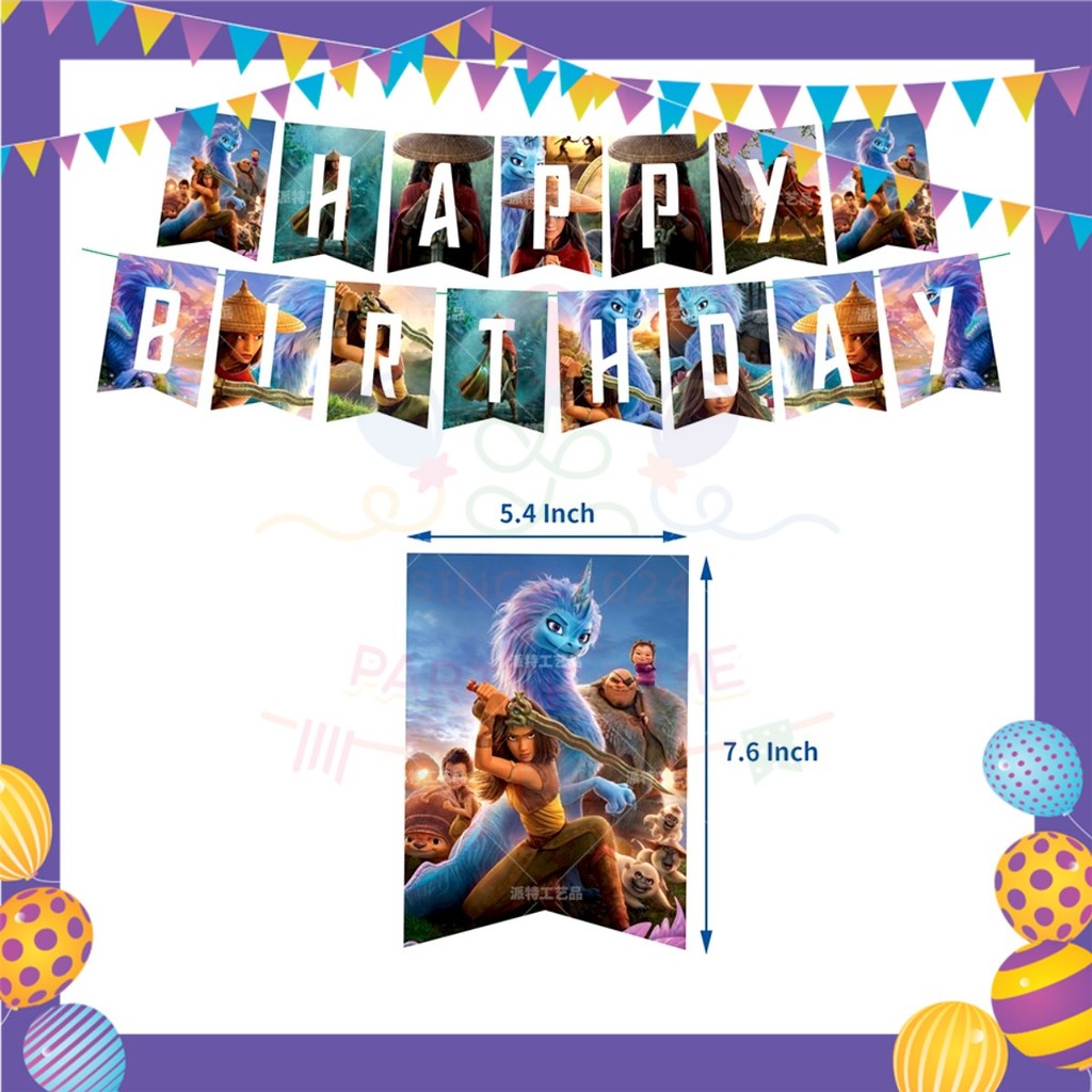 ParteeTime Kids Birthday Party Celebration Decoration Set Raya and Dragon 4 in 1 Sambutan Hiasan Hari Jadi Kanak-Kanak