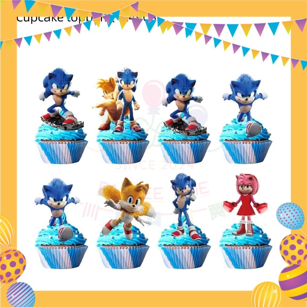 ParteeTime Kids Sonic Theme Decorations Kids Birthday Party Balloon Banners Hang Swirls Backdrop Tablecloth Cake Topper