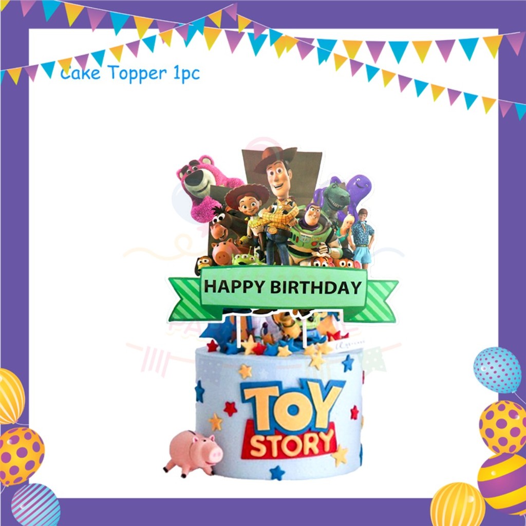 ParteeTime Kids Toys Story Birthday Theme Decorations Kids Birthday Balloon Banner Hang Swirl Backdrop Tablecloth