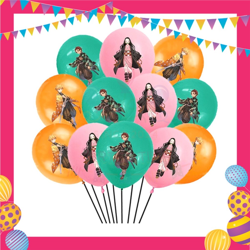 ParteeTime Kids Demon Slayer Theme Decorations Birthday Party Supplies Banners Backdrop Set Hiasan Hari Jadi Kanak-Kanak