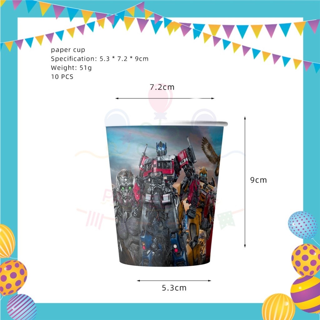 ParteeTime Kids Transformer Birthday Theme Decorations Kids Birthday Balloon Banner Hang Swirl Backdrop Tablecloth