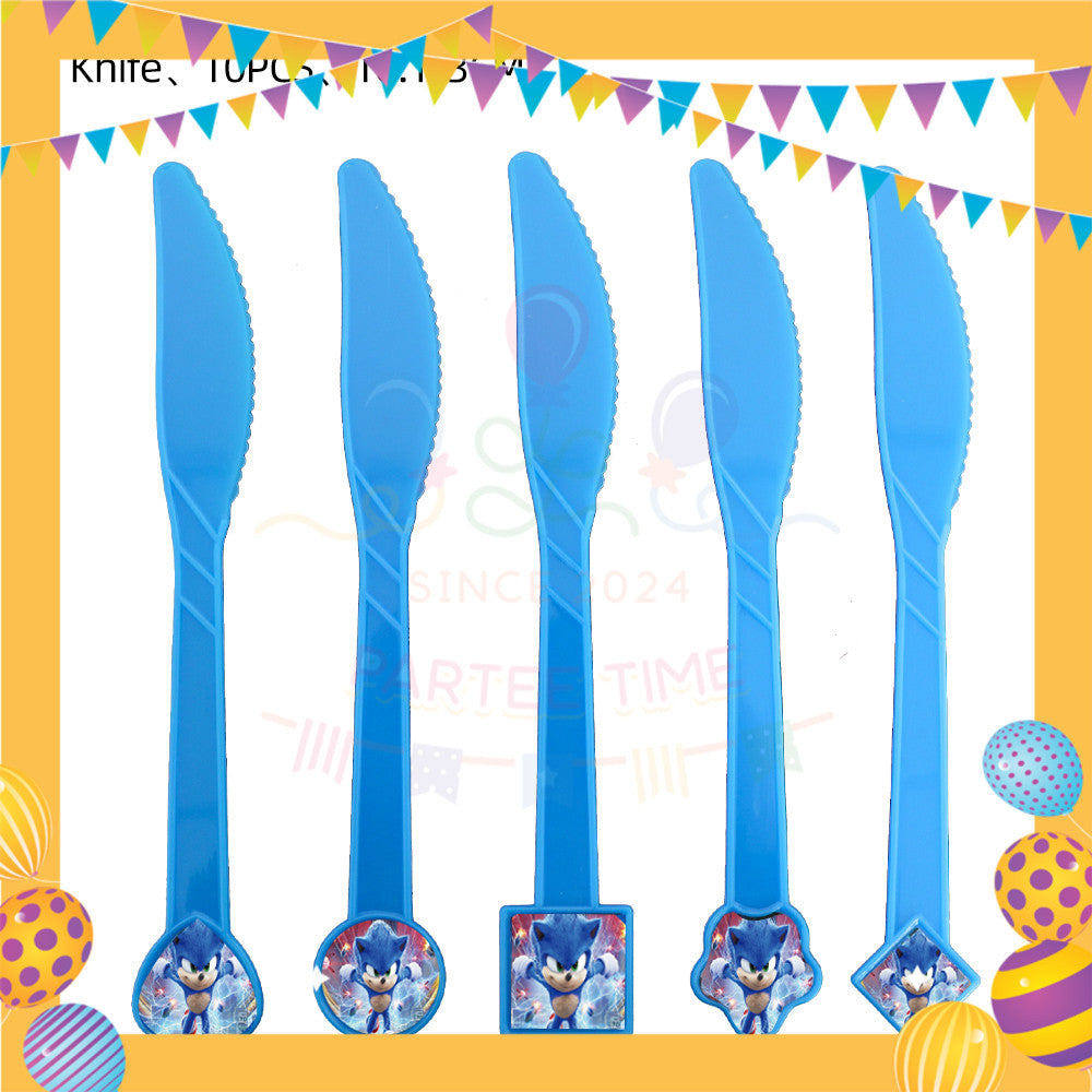 ParteeTime Kids Sonic Theme Decorations Kids Birthday Party Balloon Banners Hang Swirls Backdrop Tablecloth Cake Topper