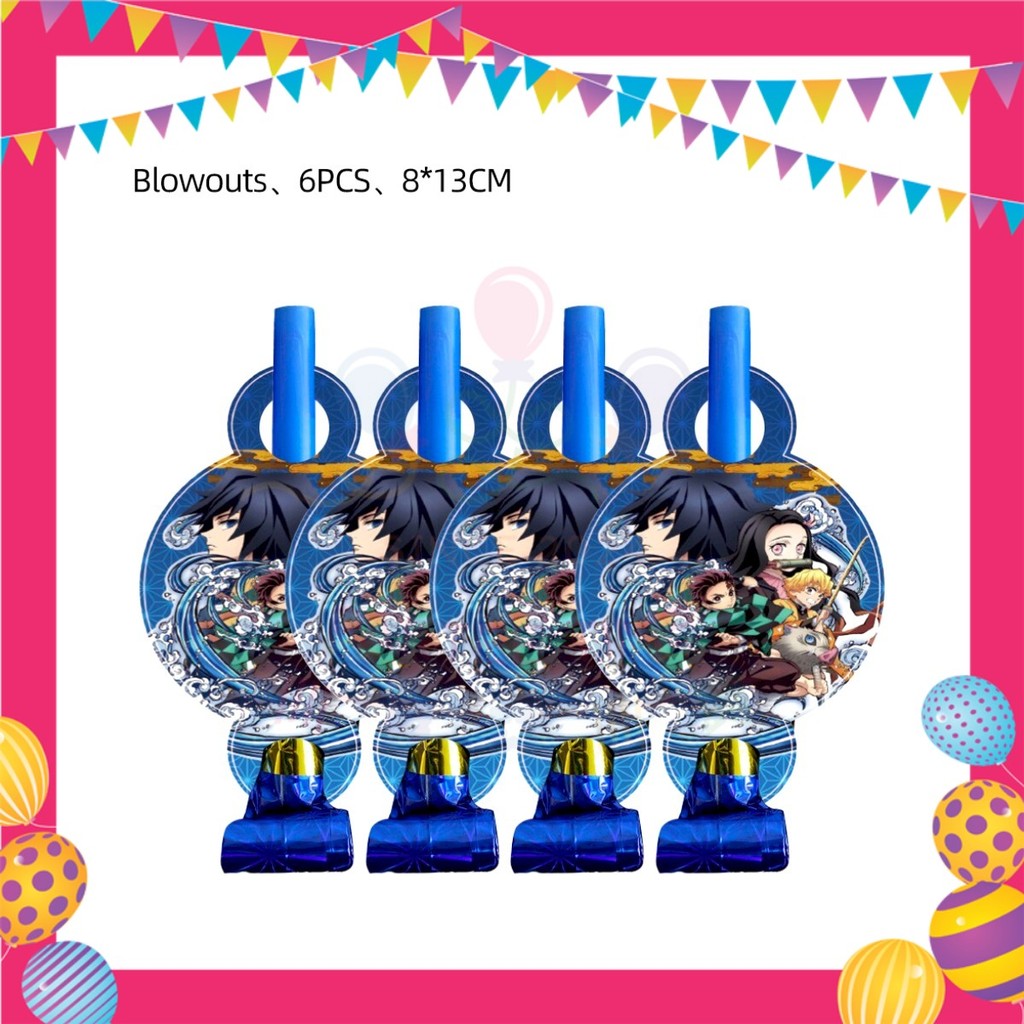 ParteeTime Kids Demon Slayer Theme Decorations Birthday Party Supplies Banners Backdrop Set Hiasan Hari Jadi Kanak-Kanak