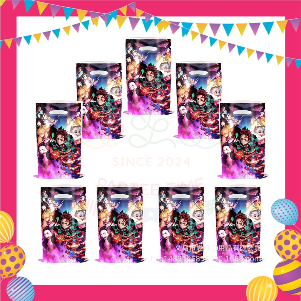 ParteeTime Kids Demon Slayer Theme Decorations Birthday Party Supplies Banners Backdrop Set Hiasan Hari Jadi Kanak-Kanak
