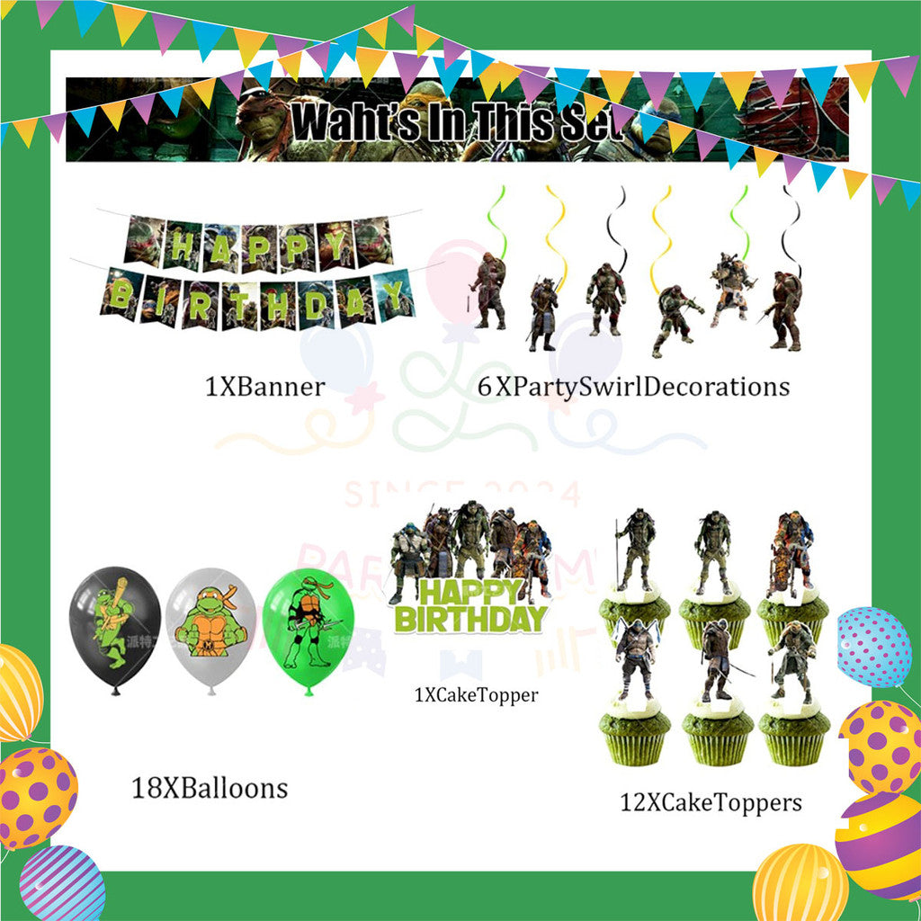 ParteeTime Kids Birthday Party Celebration Decoration Ninja Turtle 4 in 1 Hiasan Majlis Sambutan Hari Jadi Kanak-Kanak