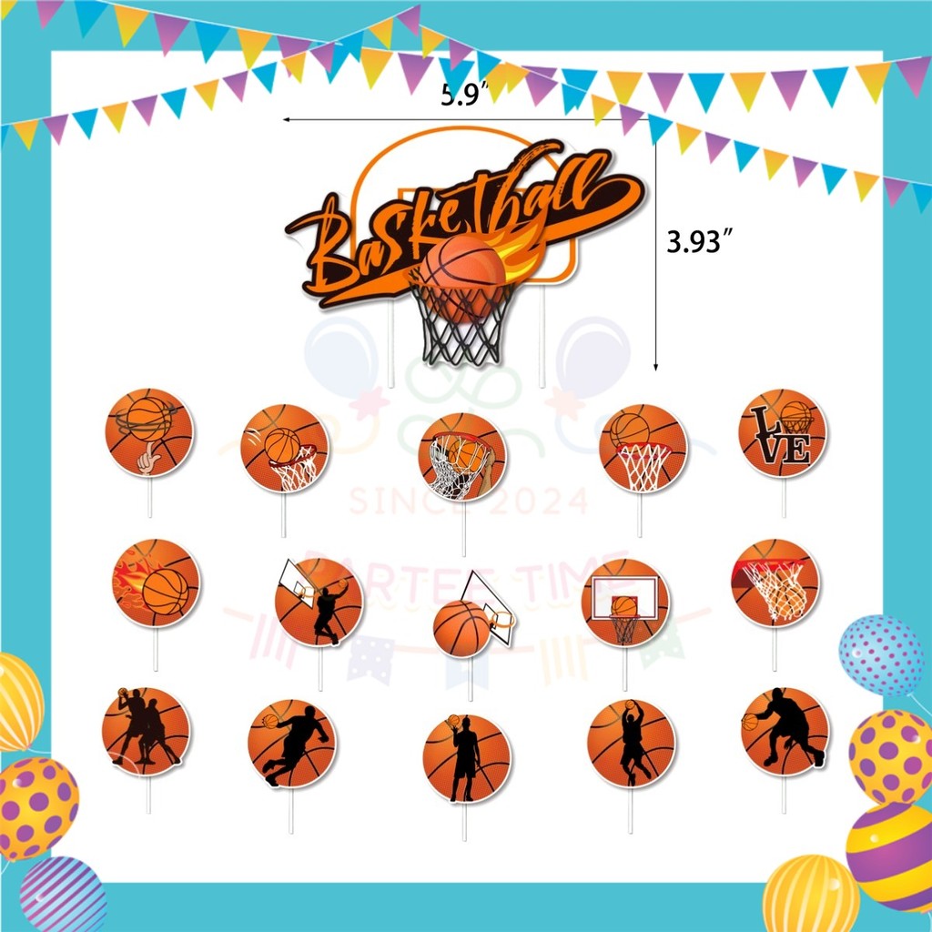 ParteeTime Kids Birthday Party Celebration Decoration Set Basketball 4 in 1 Majlis Sambutan Hiasan Hari Jadi Kanak-Kanak