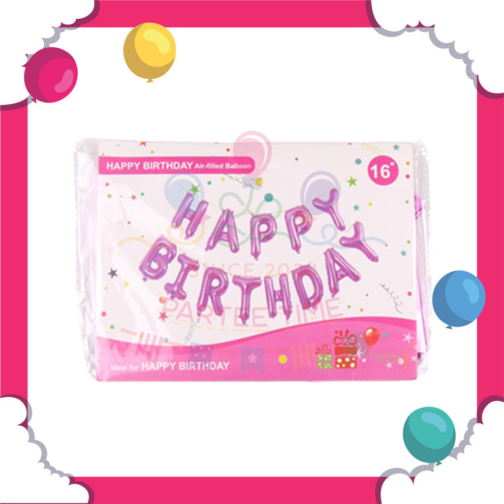 ParteeTime Happy Birthday Foil Balloon Set Various Colors 13 Alphabets 16 Inches Belon 16 Inches 13 Huruf Foil