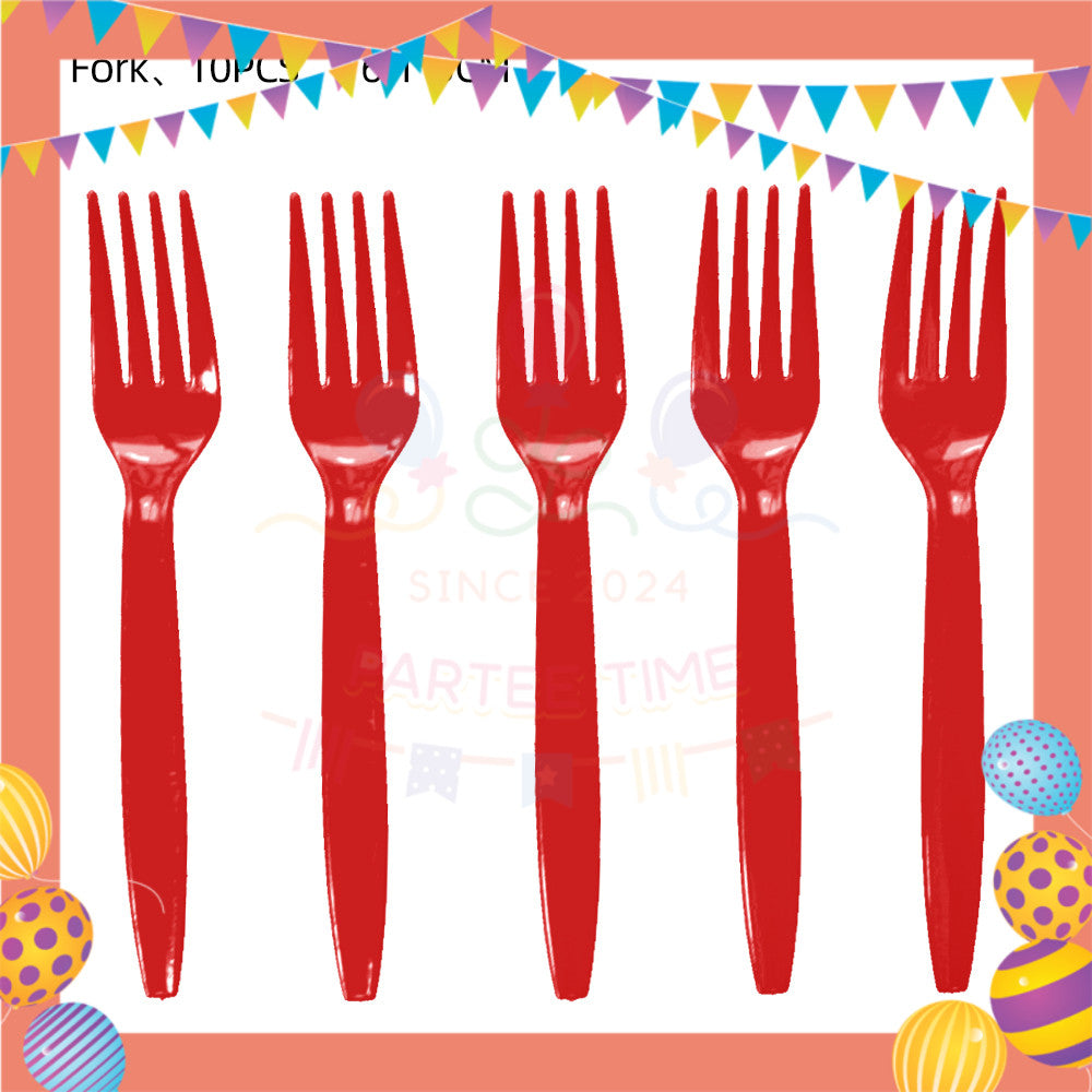 ParteeTime Kids Set 10pcs Disposable Plastic Color Cutlery Spoon Fork Knife Set Party Color
