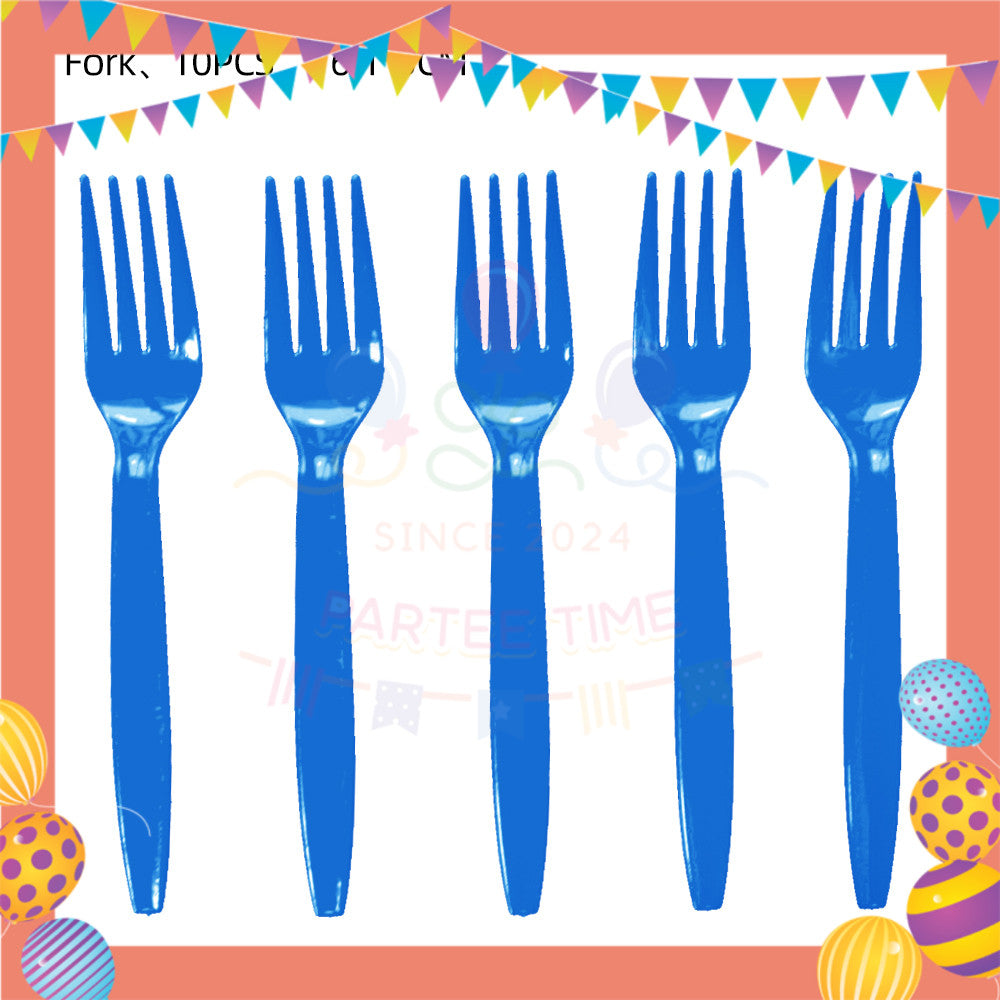 ParteeTime Kids Set 10pcs Disposable Plastic Color Cutlery Spoon Fork Knife Set Party Color