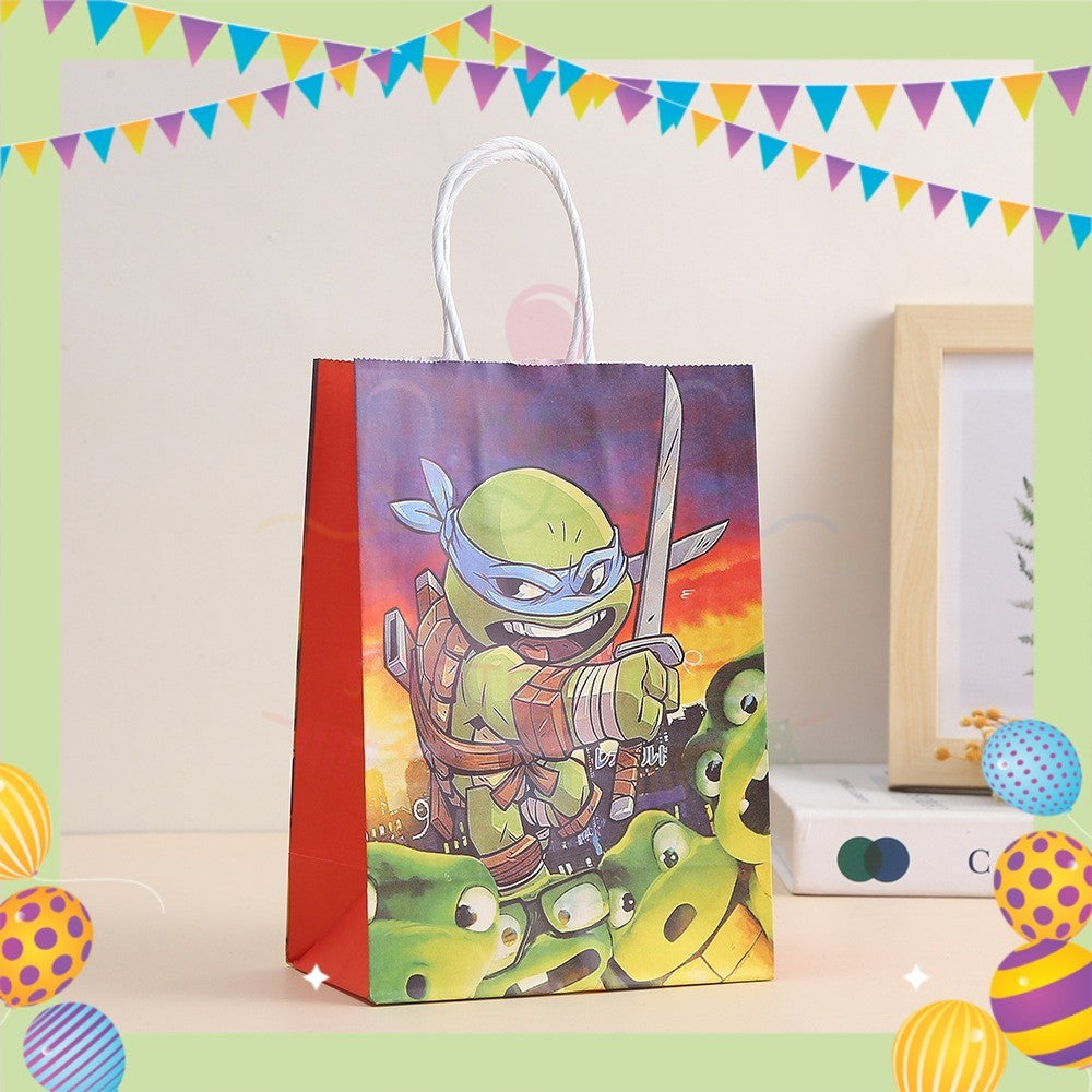 ParteeTime Birthday Kids 1pcs Ninja Turtle Party Favor Gift Bags Paper Bag Doorgift Packaging Goodies Bag Gift