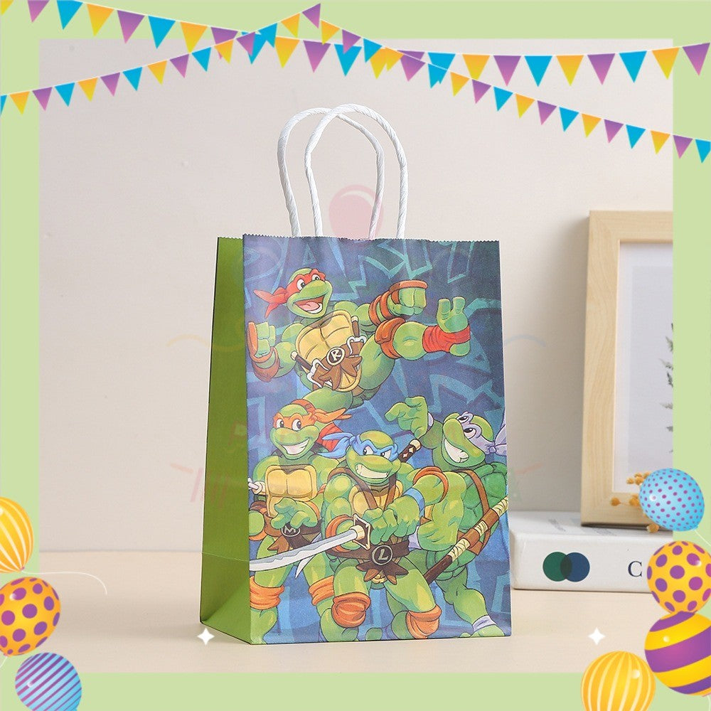 ParteeTime Birthday Kids 1pcs Ninja Turtle Party Favor Gift Bags Paper Bag Doorgift Packaging Goodies Bag Gift