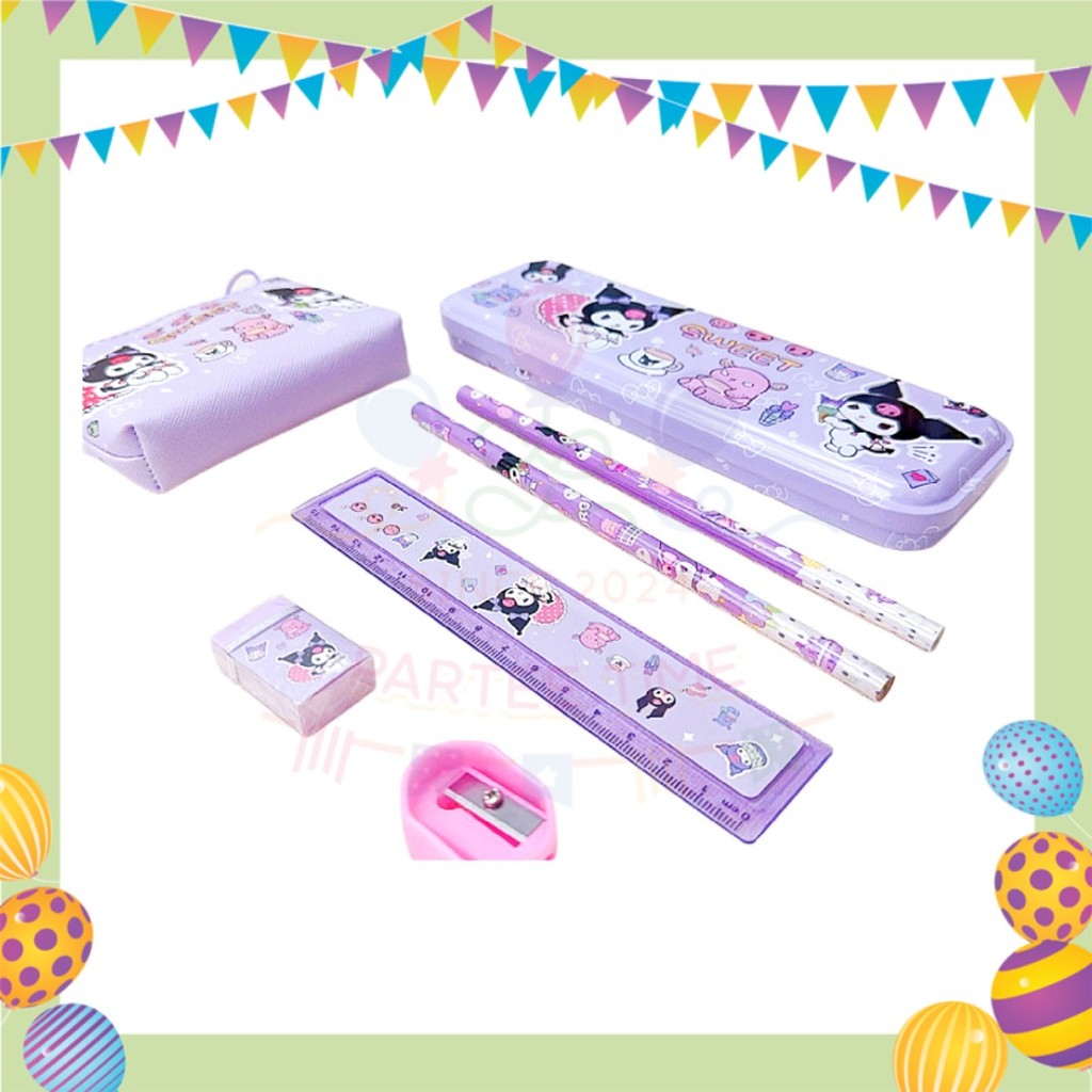 Parteetime Kids Cinnamoroll Kuromi Melody Spiderman Boxed Cartoon 7 in 1 Stationery Set Stationery Gift Goodie