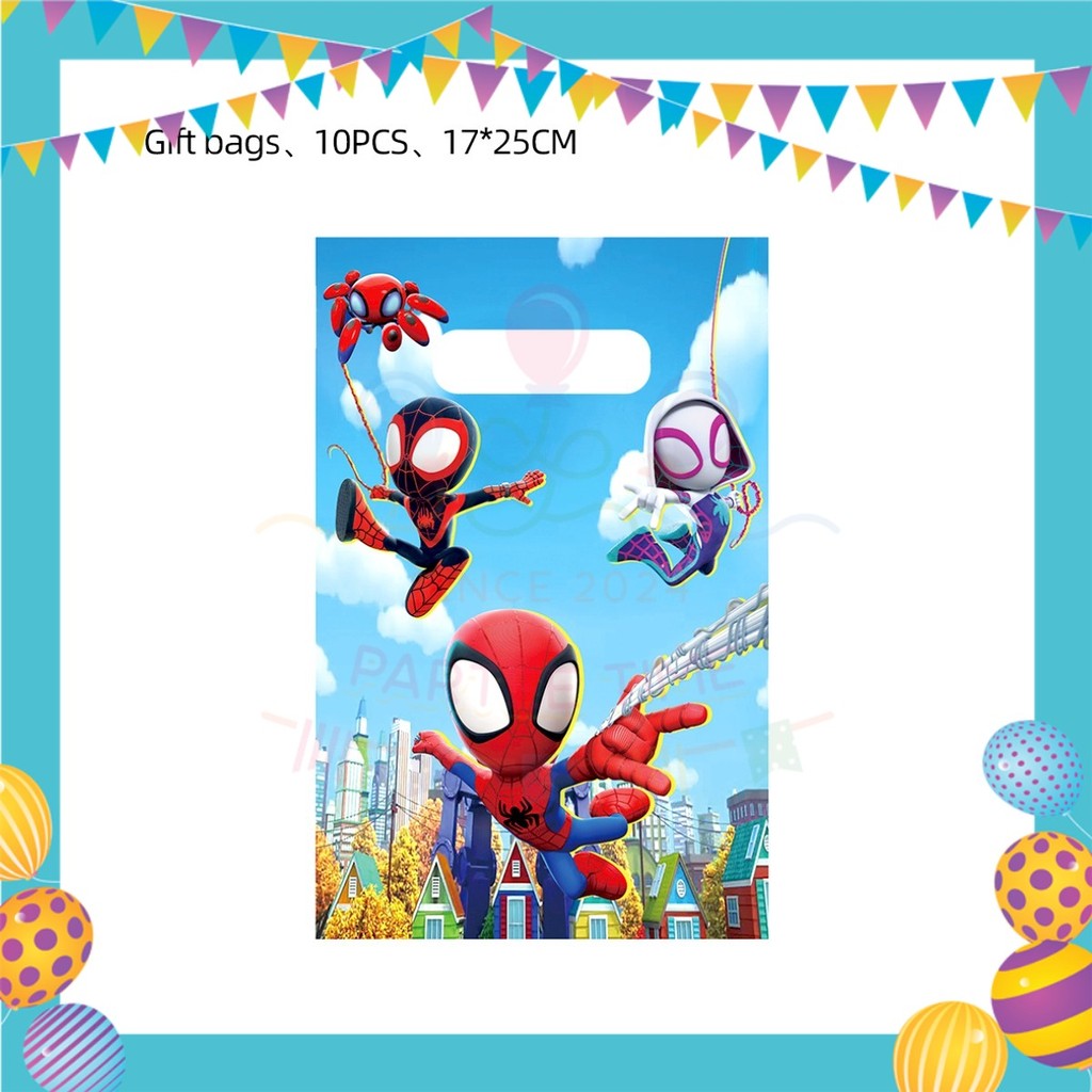 ParteeTime Kids Spidey And His Amazing Friends Birthday Theme Decorations Birthday Balloon Banner Hang Hiasan Hari Jadi