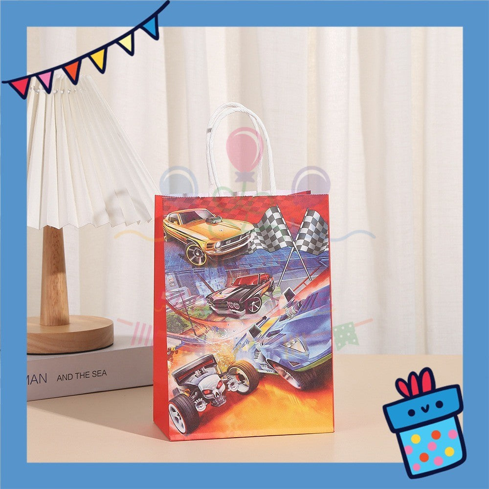ParteeTime Birthday Kids 1pcs Car Party Favor Gift Bags with Handle Paper Bag Doorgift Packaging Goodies Bag