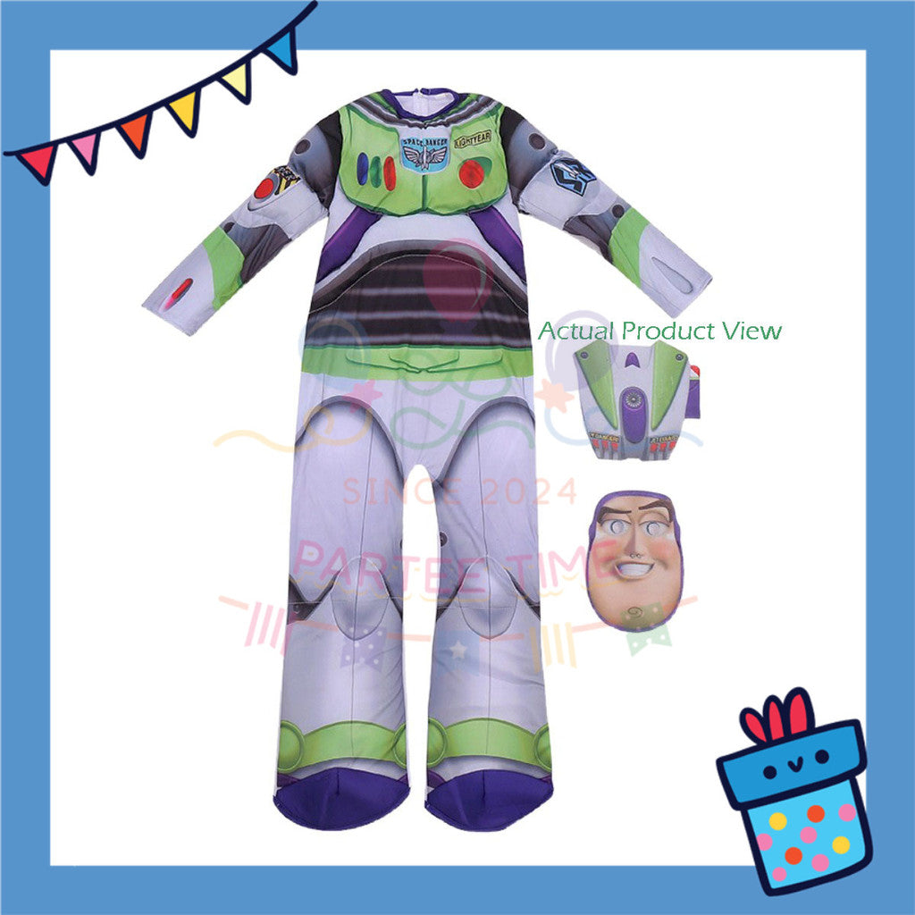 Partee Time Kids Buzz Lightyear Costume Theme with Adjustable Face Mask Halloween Cosplay Children Space Adventure
