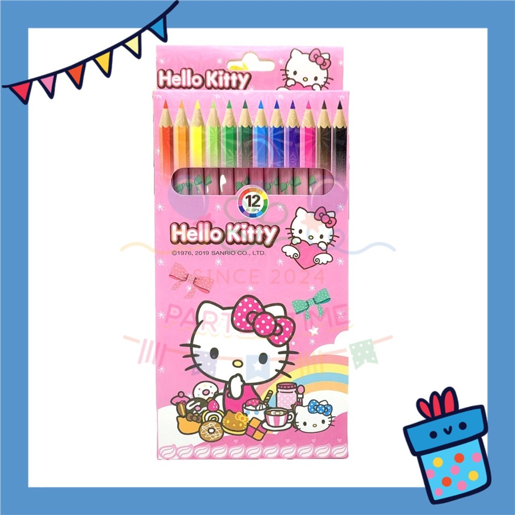 ParteetTime Kids Cute Cartoon 12pcs Color Pencil Non Toxic Coloring Stationery Set Birthday Party Gift Goodies Bag