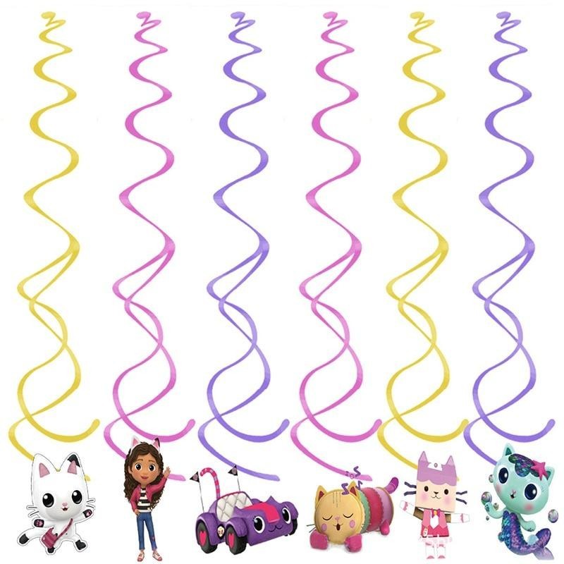 ParteeTime Kids Graby Doll House Theme Decoration Birthday Party Banner Hang Swirl Backdrop Tablecloth Cake Topper