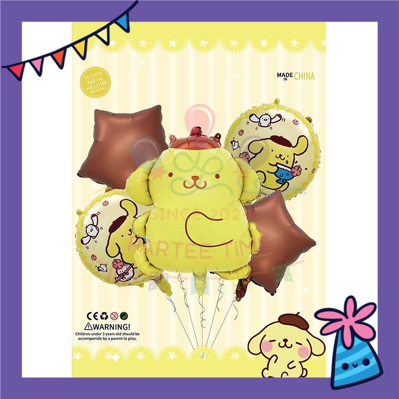 ParteeTime Kids Sanrio Cinnamoroll Kuromi Melody Birthday Party Decoration 5pcs Set Foil Balloon