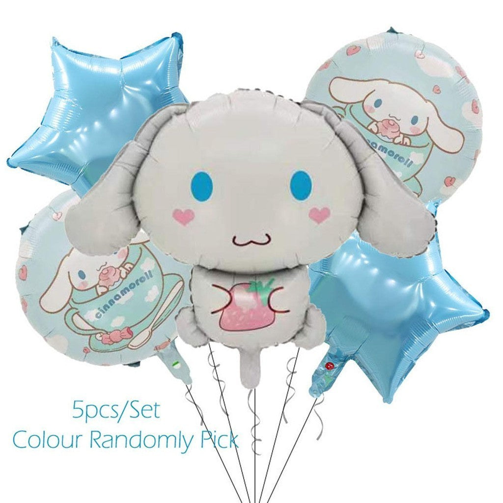 ParteeTime Kids Cinnamoroll Theme Decorations Birthday Party Balloon Banners Hang Swirls Backdrop Tablecloth Cake Topper