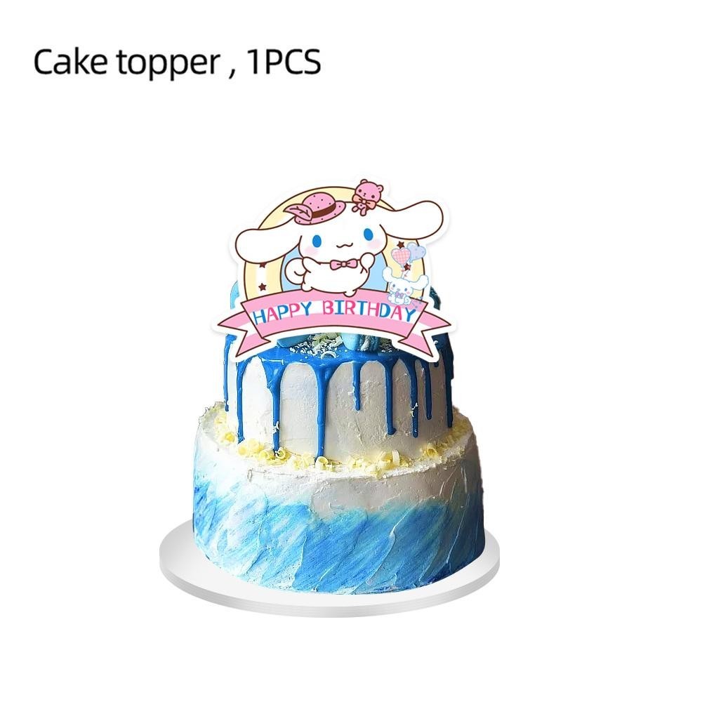 ParteeTime Kids Cinnamoroll Theme Decorations Birthday Party Balloon Banners Hang Swirls Backdrop Tablecloth Cake Topper