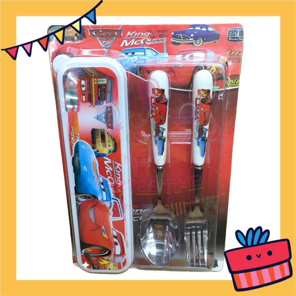ParteetTime Kids Portable Stainless Steel Gift Set Cutlery Utensil Set Reusable Spoon Fork With Case
