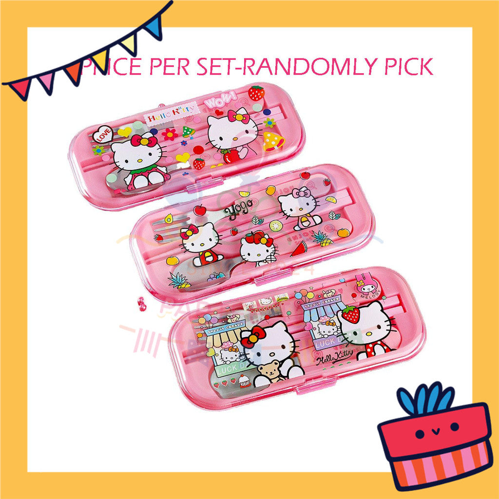 ParteetTime Kids Portable Stainless Steel Gift Set Cutlery Utensil Set Reusable Spoon Chopsticks Fork